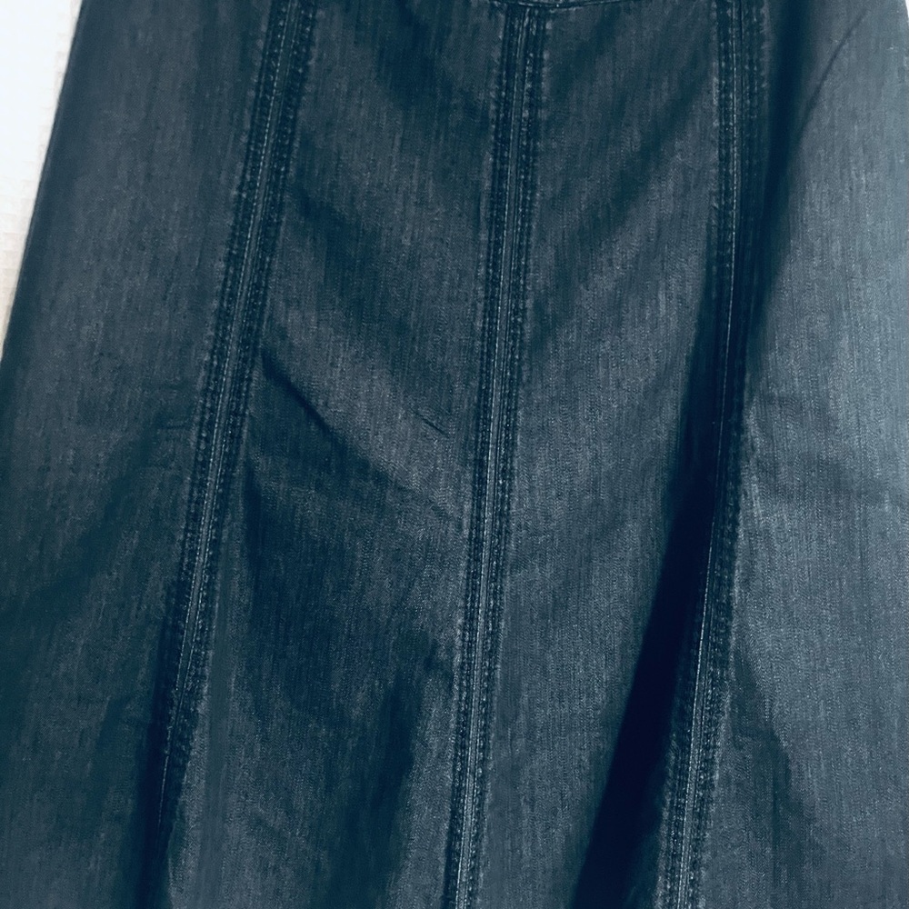 Liz Claiborne 100% Wide Waist Band Blue Denim Full Midi Side Zip Skirt sz 14 - Picture 4 of 12
